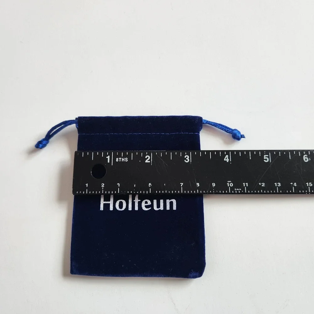 Holfeun Blue Velvet Small Jewelry Pouch Drawstring Bag